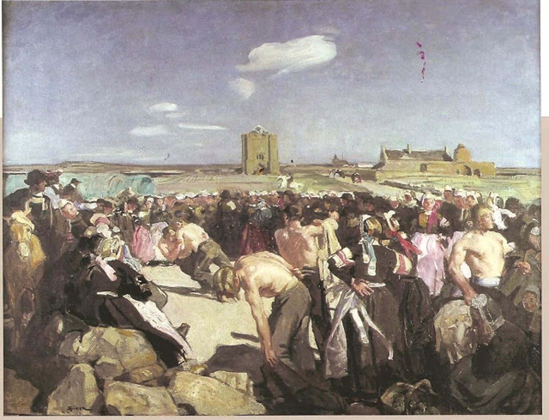 Les lutteurs à mains plates à Penmarc'h, en 1898.